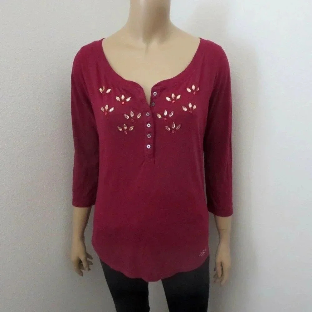 Hollister Rhinestone Embellished Top Size Small